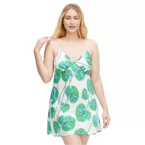 Women's Geranium Leaf Short Satin Slip‎ Dress - DVF x Target Size XL - Picture 1 of 5